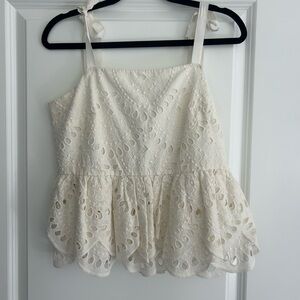 J Crew 100% Cotton Cream Lace Women's Top